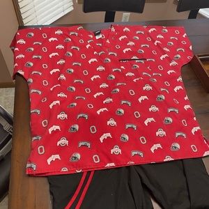 The Ohio State Buckeye scrub top and bottom, XL